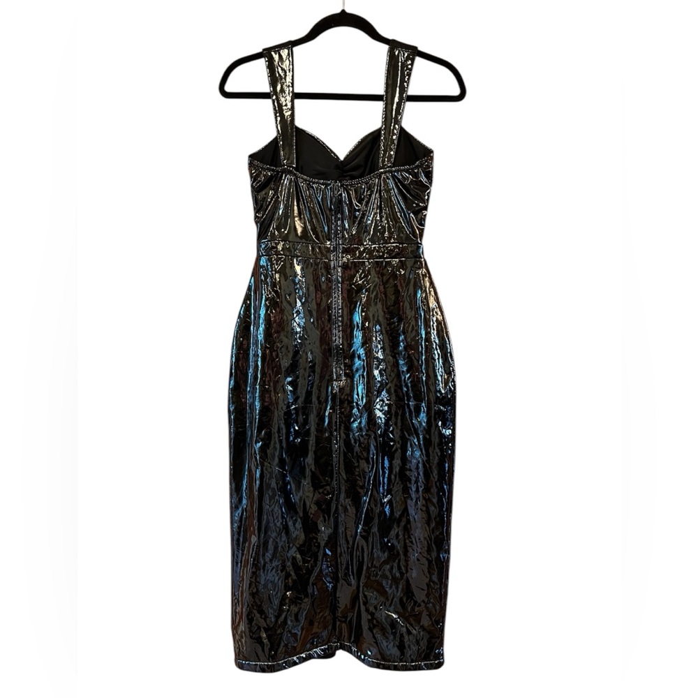 Ashley Park x RTR faux leather dress Small vegan stretch bodycon sheath midi - Picture 7 of 16